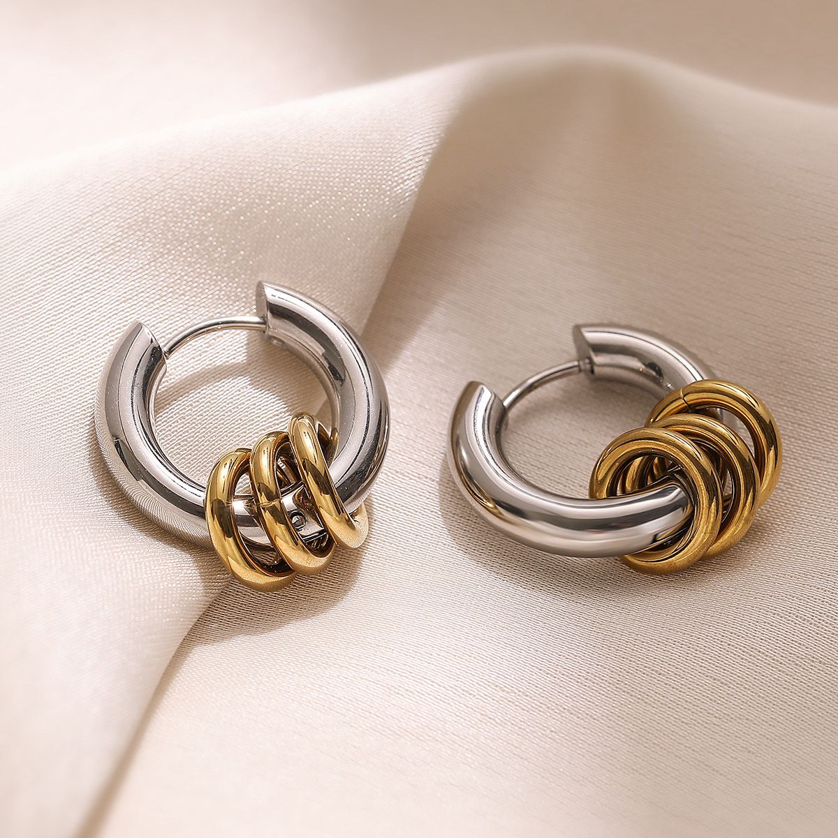 Arracadas Grandes Bicolor con Aros