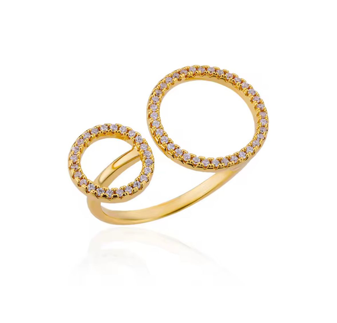 Anillo doble circulo zirconia
