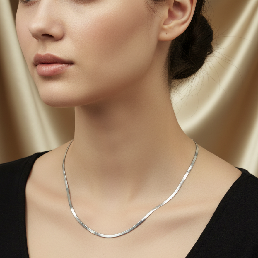 Collar Plano Dorado y Plateado 45cm