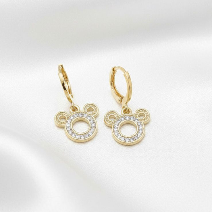 Arracadas Cabeza de Osito y Zirconia