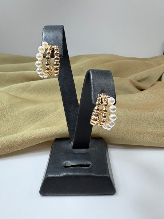 Aretes Lineas y Perlas