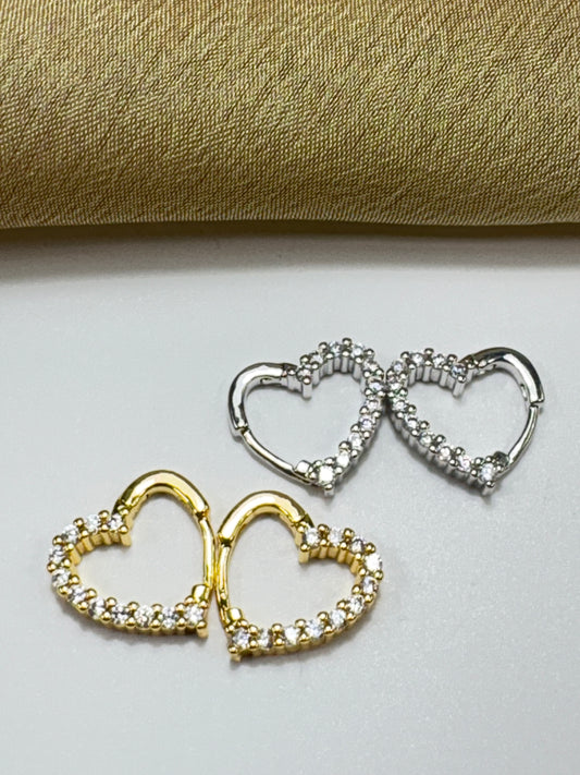Aretes Corazón Mitad Zirconia