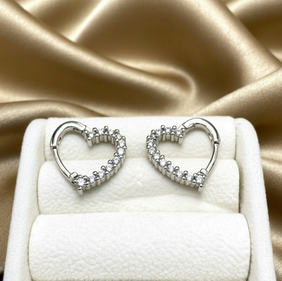 Aretes Corazón Mitad Zirconia