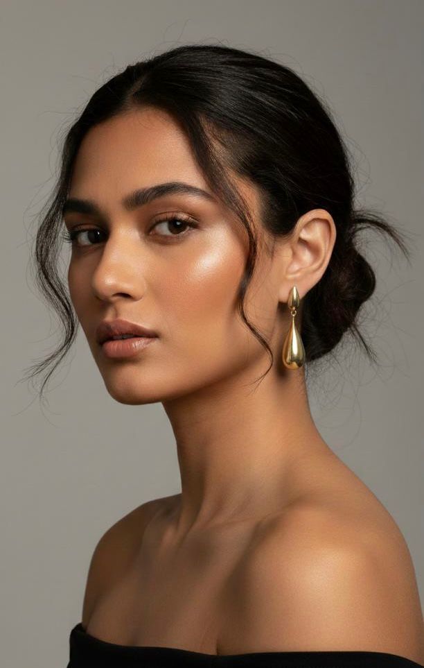 Aretes Gota Plana Bicolor