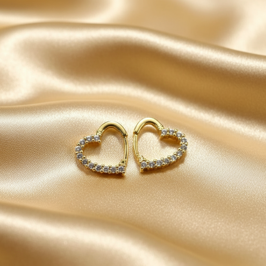 Aretes Corazón Mitad Zirconia