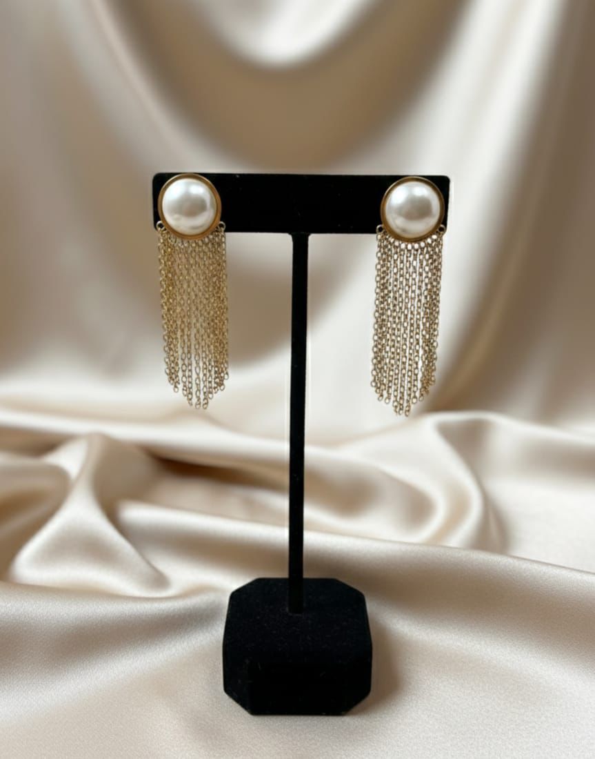 Aretes Perla y Cadenas