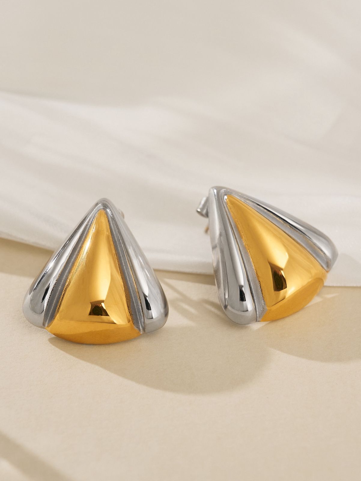 Aretes Triangulo Chunky Bicolor
