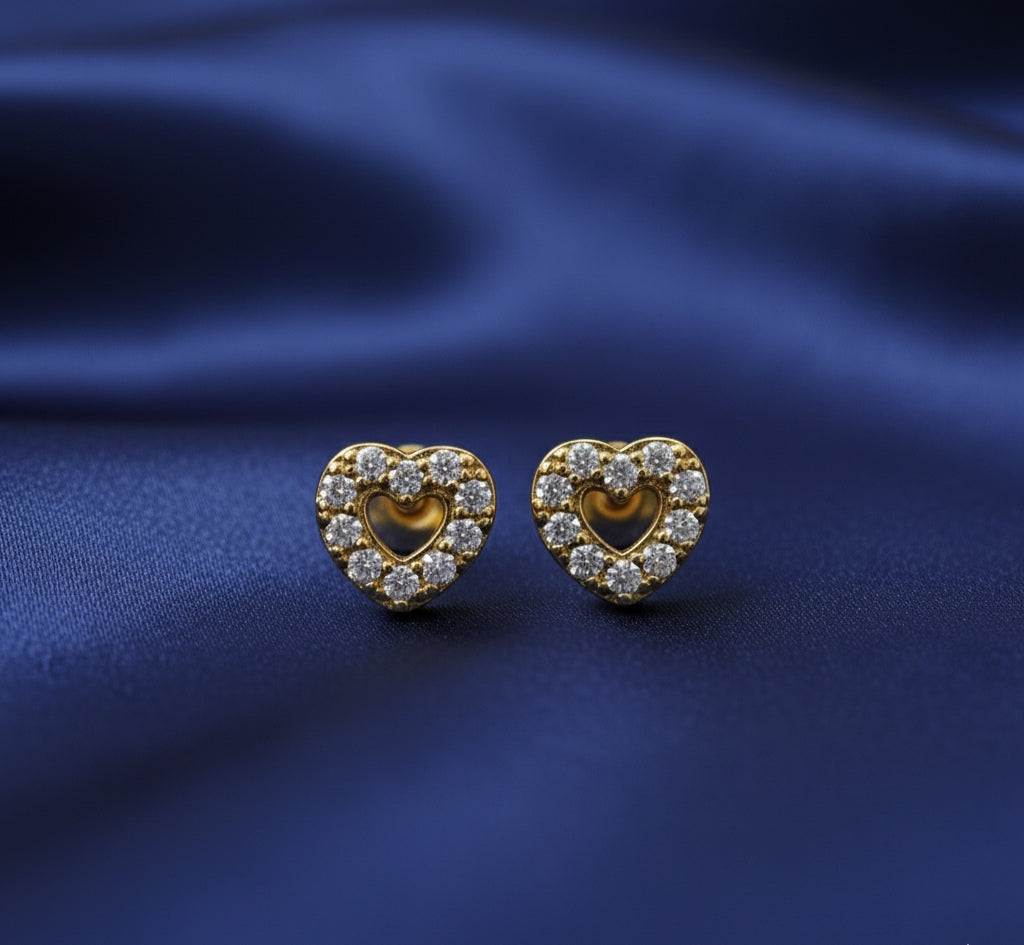 Aretes Minis Corazón y Zirconia