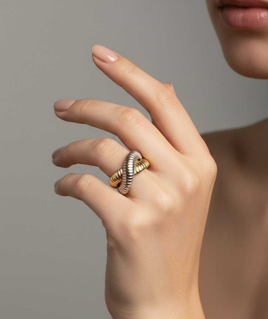 Anillo Cruz Bicolor