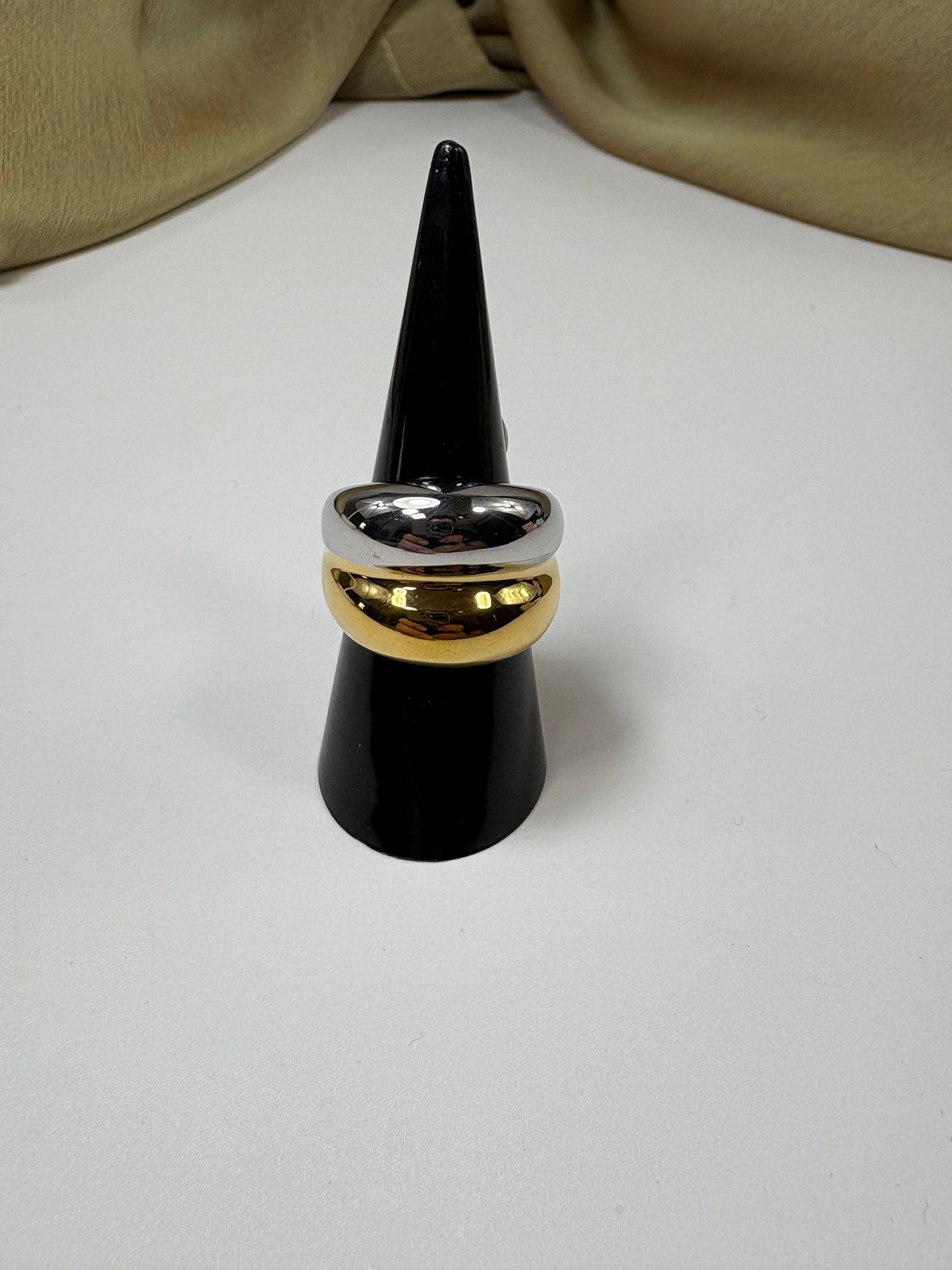 Anillo Doble Bicolor Chunky