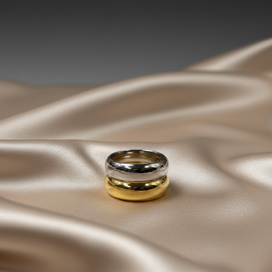 Anillo Doble Bicolor Chunky