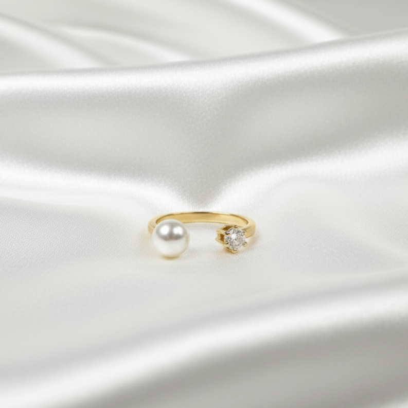 Anillo Perla y Zirconia