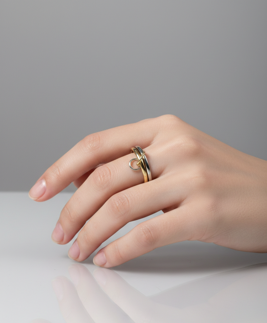 Anillo Doble Juntos Bicolor
