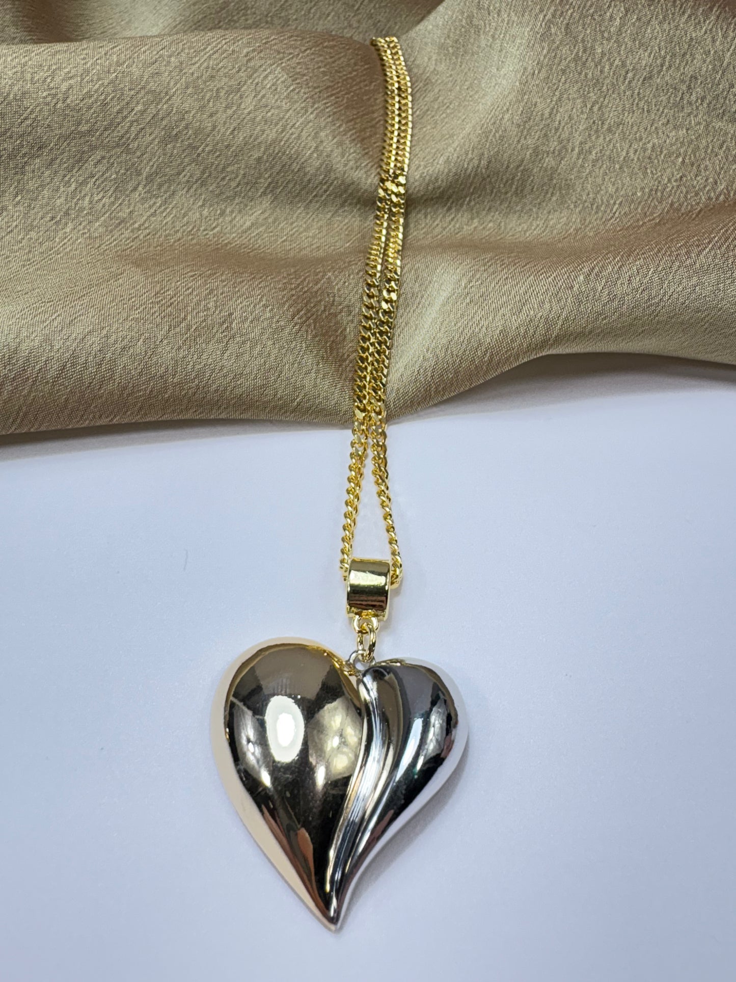 Collar Corazon Grande Bicolor