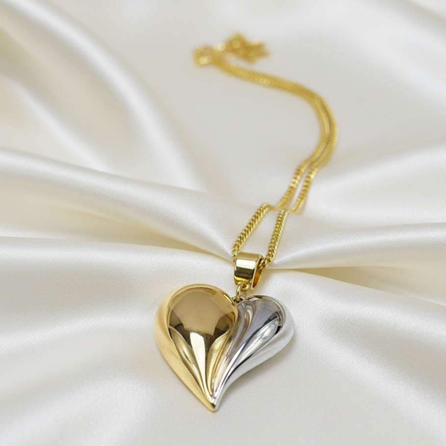 Collar Corazon Grande Bicolor