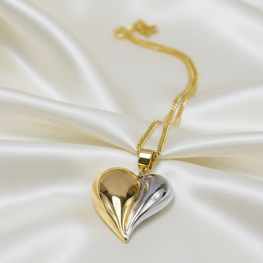 Collar Corazon Grande Bicolor