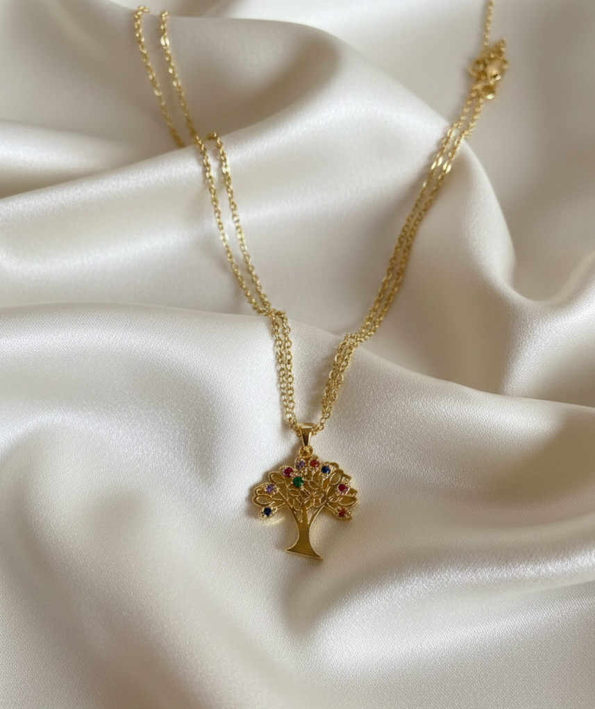 Collar Arbol de la Vida Dorado y Plateado