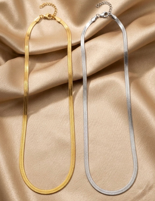 Collar Plano Dorado y Plateado 45cm