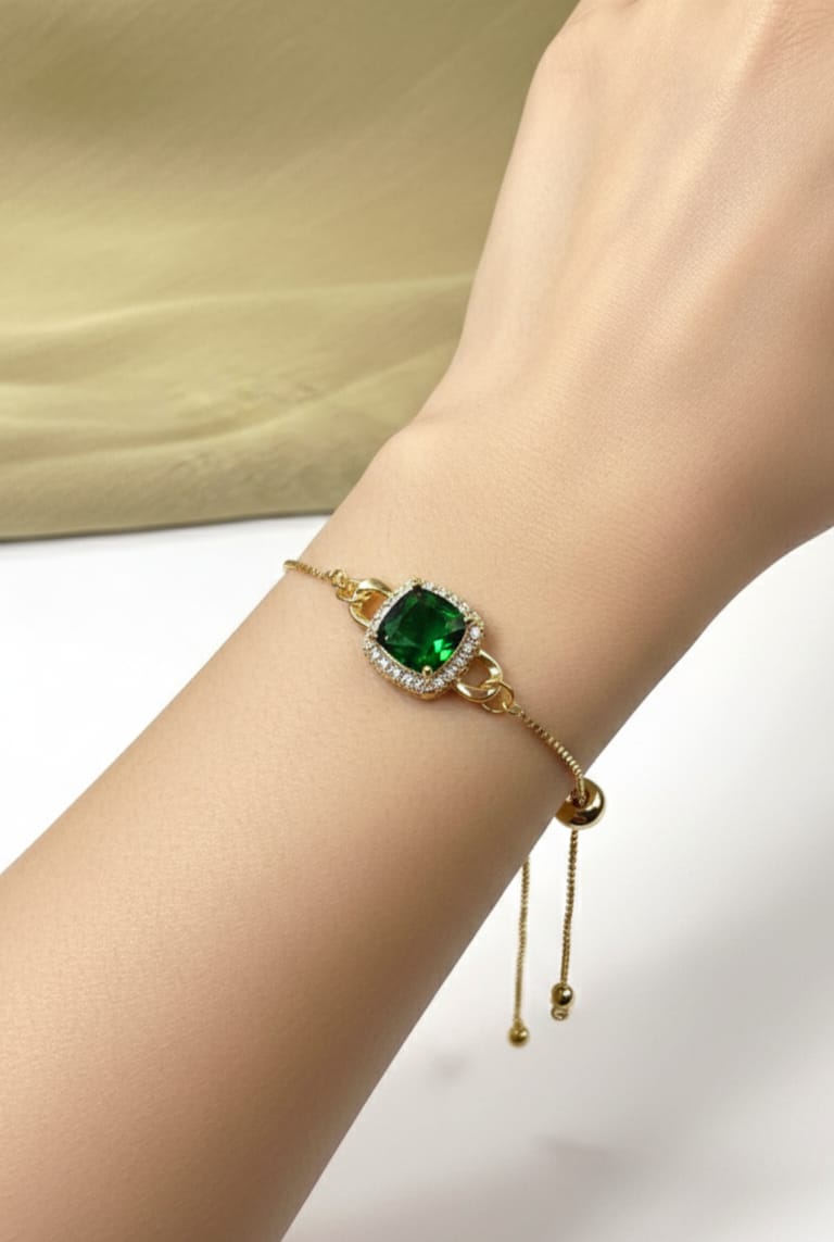 Pulsera zirconia cuadrada verde