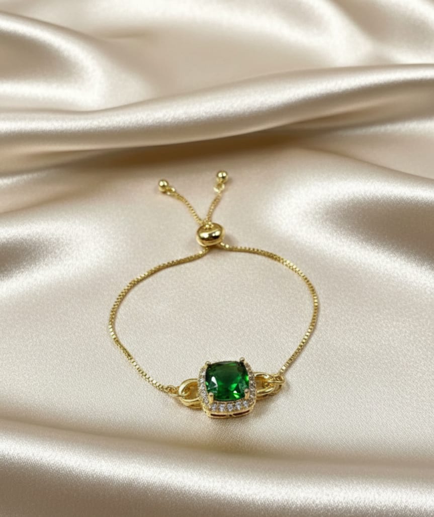 Pulsera zirconia cuadrada verde