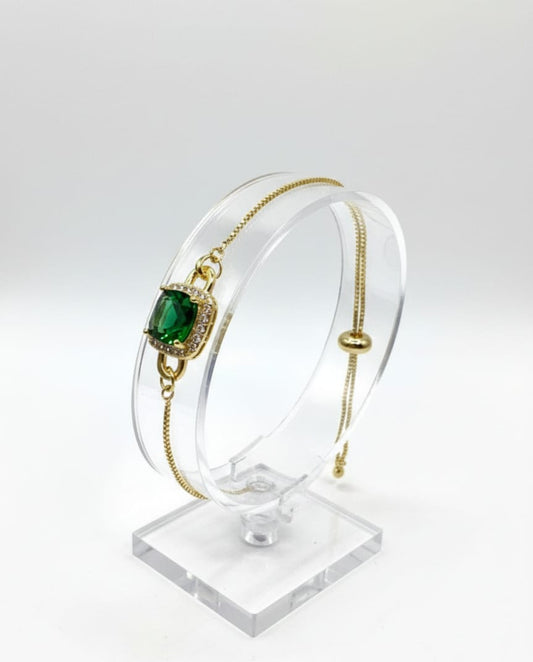Pulsera zirconia cuadrada verde