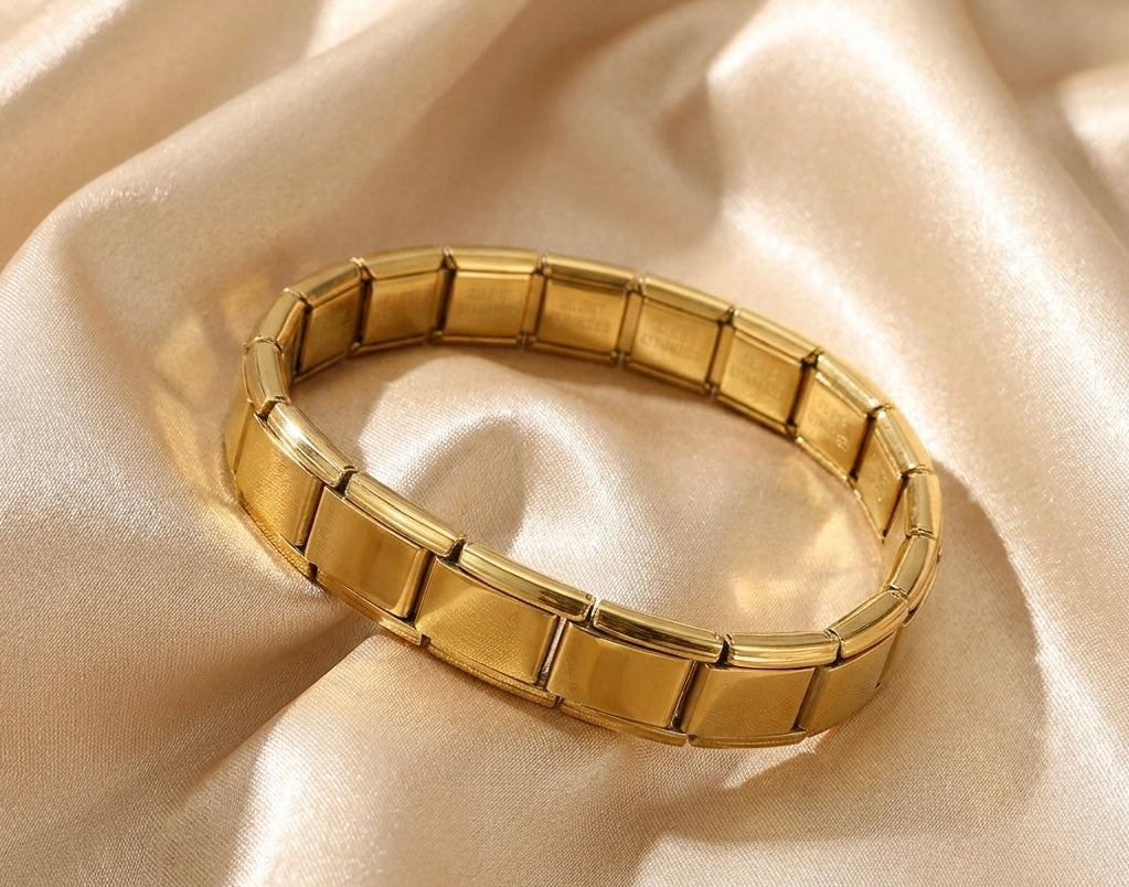 Pulsera Italiana Dorada, Plateada y Gold Rose