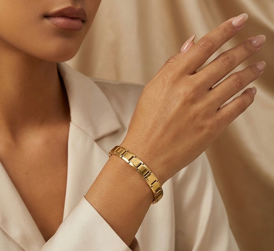 Pulsera Italiana Dorada, Plateada y Gold Rose
