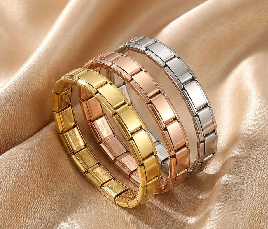 Pulsera Italiana Dorada, Plateada y Gold Rose