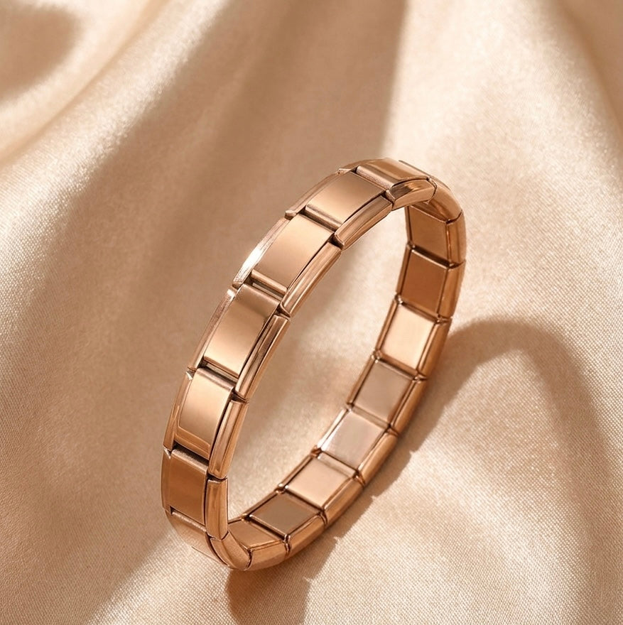 Pulsera Italiana Dorada, Plateada y Gold Rose